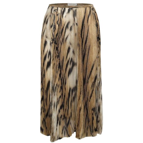 Roberto Cavalli chiffon-tulle leopard printed pleated skirt-'00s